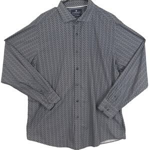 Hart Schaffner Marx Men’s Dress Shirt Italian Cotton Navy Geometric Multi  XL